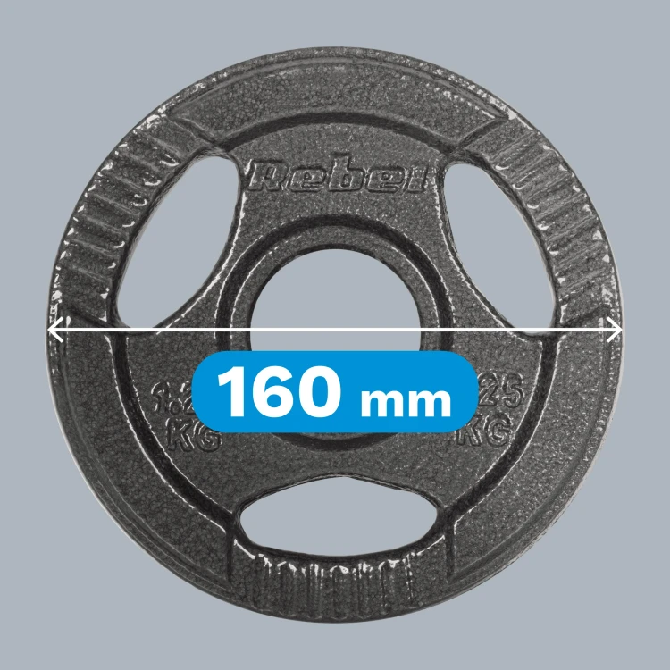 Obciążenie żeliwne olimpijskie zestaw 4x1.25kg, otwór 51mm, talerz z uchwytami, REBEL ACTIVE RBA-2143-01.25