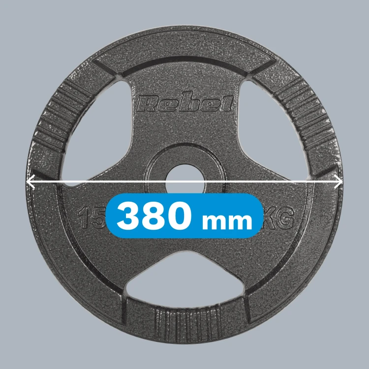 Obciążenie żeliwne olimpijskie zestaw 2x15kg, otwór 51mm, talerz z uchwytami, REBEL ACTIVE RBA-2143-15