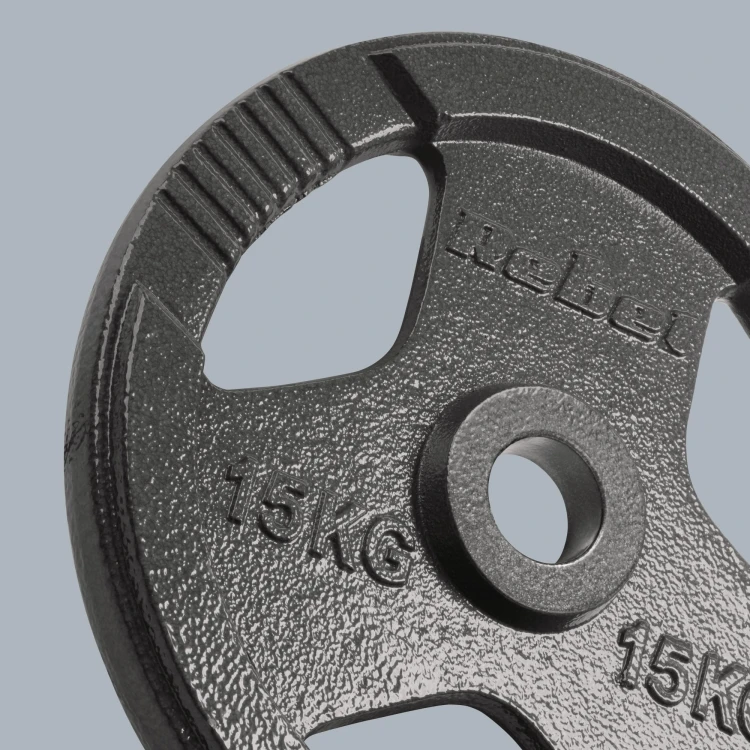 Obciążenie żeliwne olimpijskie zestaw 2x15kg, otwór 51mm, talerz z uchwytami, REBEL ACTIVE RBA-2143-15