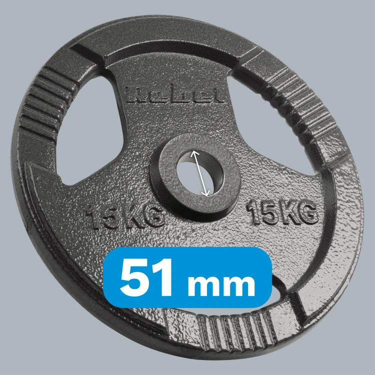 Obciążenie żeliwne olimpijskie zestaw 2x15kg, otwór 51mm, talerz z uchwytami, REBEL ACTIVE RBA-2143-15