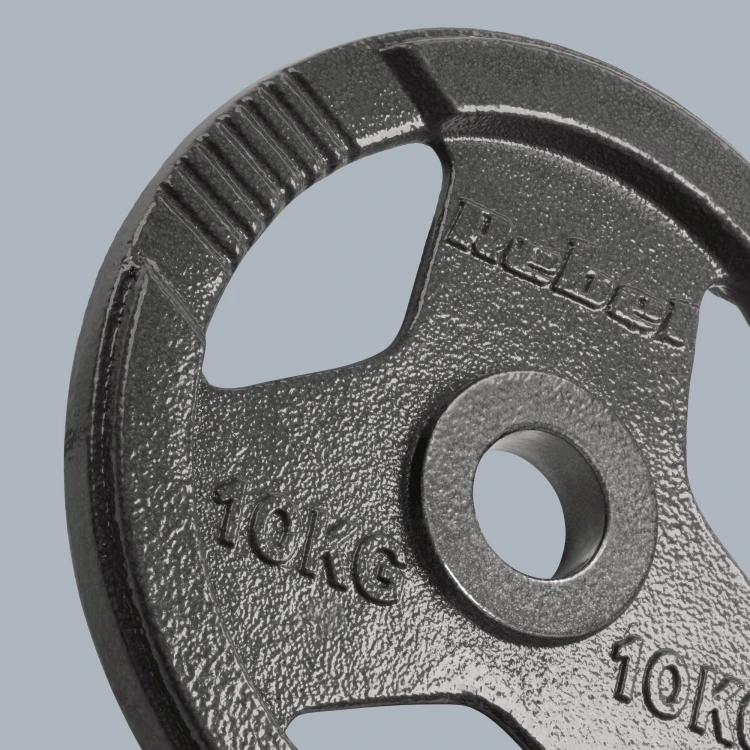Obciążenie żeliwne olimpijskie zestaw 2x10kg, otwór 51mm, talerz z uchwytami, REBEL ACTIVE RBA-2143-10