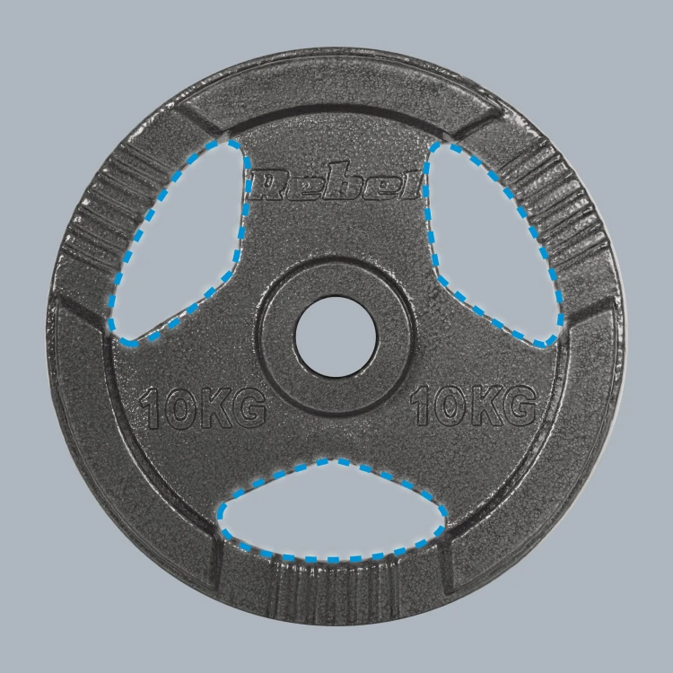 Obciążenie żeliwne olimpijskie zestaw 2x10kg, otwór 51mm, talerz z uchwytami, REBEL ACTIVE RBA-2143-10