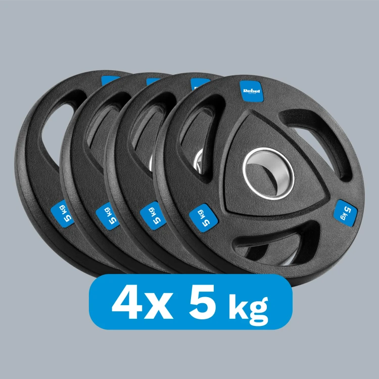 Obciążenie żeliwne olimpijskie gumowane zestaw 4x5kg, otwór 51mm, REBEL ACTIVE RBA-2109