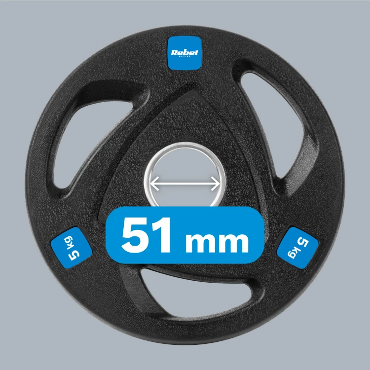Obciążenie żeliwne olimpijskie gumowane zestaw 4x5kg, otwór 51mm, REBEL ACTIVE RBA-2109