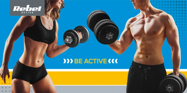 Obciążenie żeliwne olimpijskie gumowane zestaw 4x2.5kg, otwór 51mm, REBEL ACTIVE RBA-2108