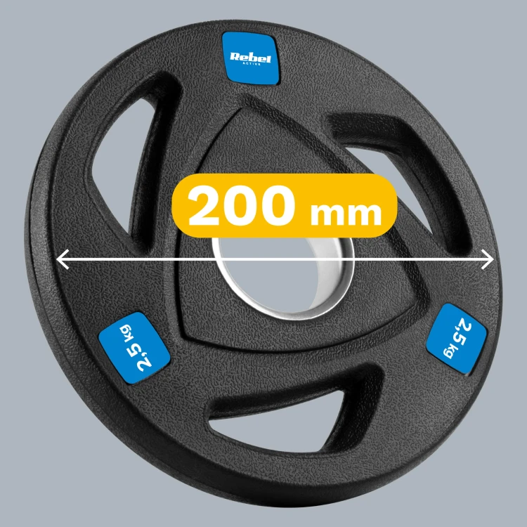 Obciążenie żeliwne olimpijskie gumowane zestaw 4x2.5kg, otwór 51mm, REBEL ACTIVE RBA-2108