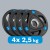 Obciążenie żeliwne olimpijskie gumowane zestaw 4x2.5kg, otwór 51mm, REBEL ACTIVE RBA-2108