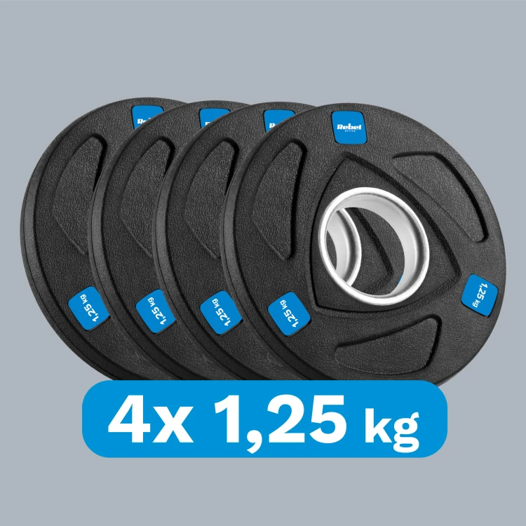 Obciążenie żeliwne olimpijskie gumowane zestaw 4x1.25kg, otwór 51mm, REBEL ACTIVE RBA-2107
