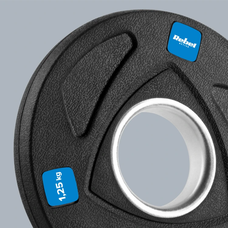 Obciążenie żeliwne olimpijskie gumowane zestaw 4x1.25kg, otwór 51mm, REBEL ACTIVE RBA-2107