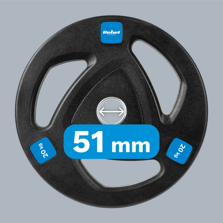 Obciążenie żeliwne olimpijskie gumowane zestaw 2x20kg, otwór 51mm, REBEL ACTIVE RBA-2112