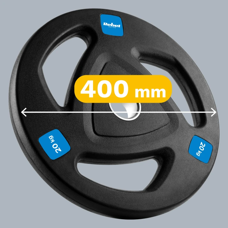 Obciążenie żeliwne olimpijskie gumowane zestaw 2x20kg, otwór 51mm, REBEL ACTIVE RBA-2112