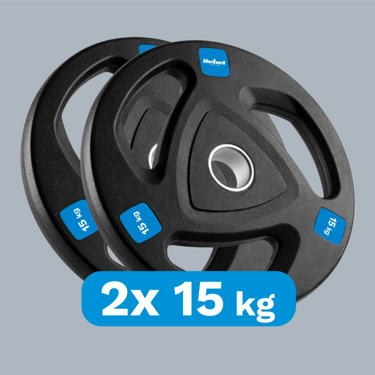 Obciążenie żeliwne olimpijskie gumowane zestaw 2x15kg, otwór 51mm, REBEL ACTIVE RBA-2111