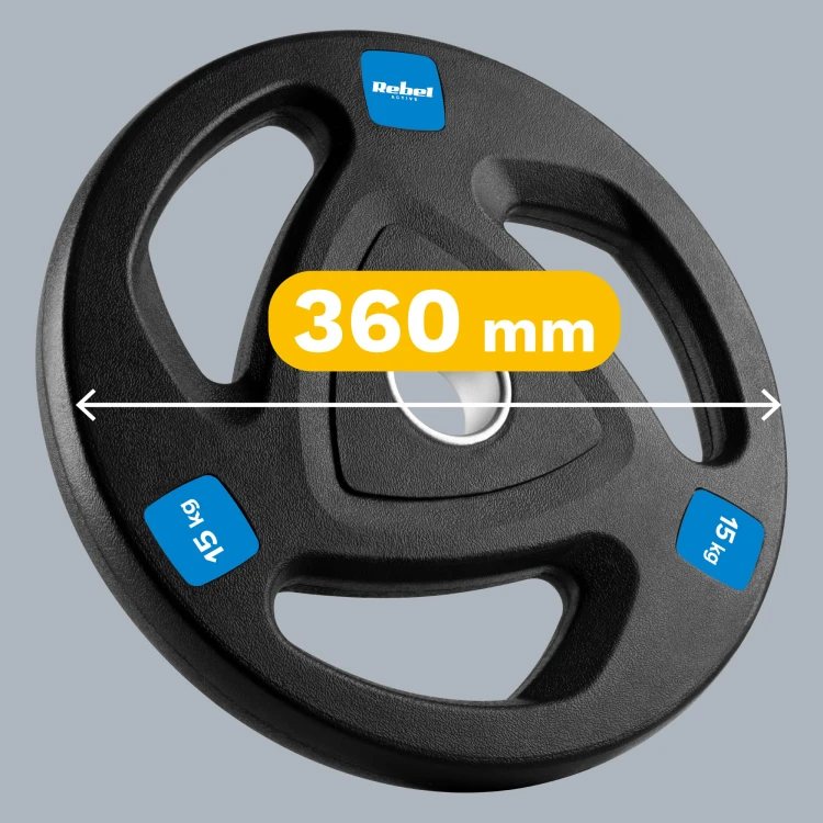 Obciążenie żeliwne olimpijskie gumowane zestaw 2x15kg, otwór 51mm, REBEL ACTIVE RBA-2111