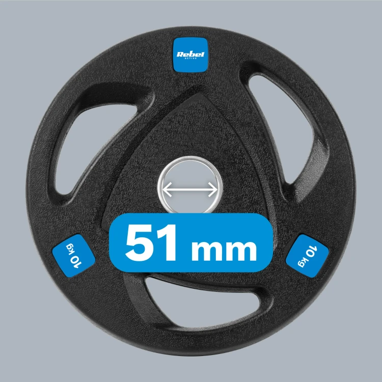 Obciążenie żeliwne olimpijskie gumowane zestaw 2x10kg, otwór 51mm, REBEL ACTIVE RBA-2110