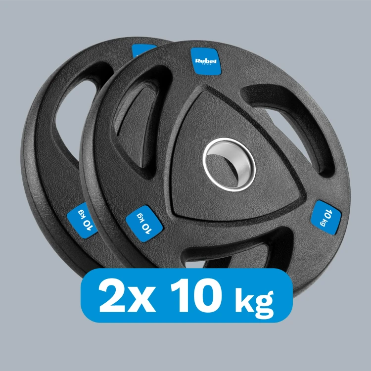 Obciążenie żeliwne olimpijskie gumowane zestaw 2x10kg, otwór 51mm, REBEL ACTIVE RBA-2110