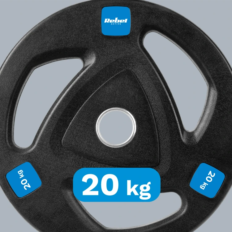 Obciążenie żeliwne olimpijskie gumowane 20kg, otwór 51mm, REBEL ACTIVE RBA-2112-1
