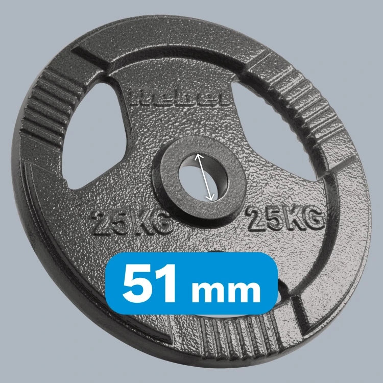 Obciążenie żeliwne olimpijskie 25kg, otwór 51mm, talerz z uchwytami, REBEL ACTIVE RBA-2143-25