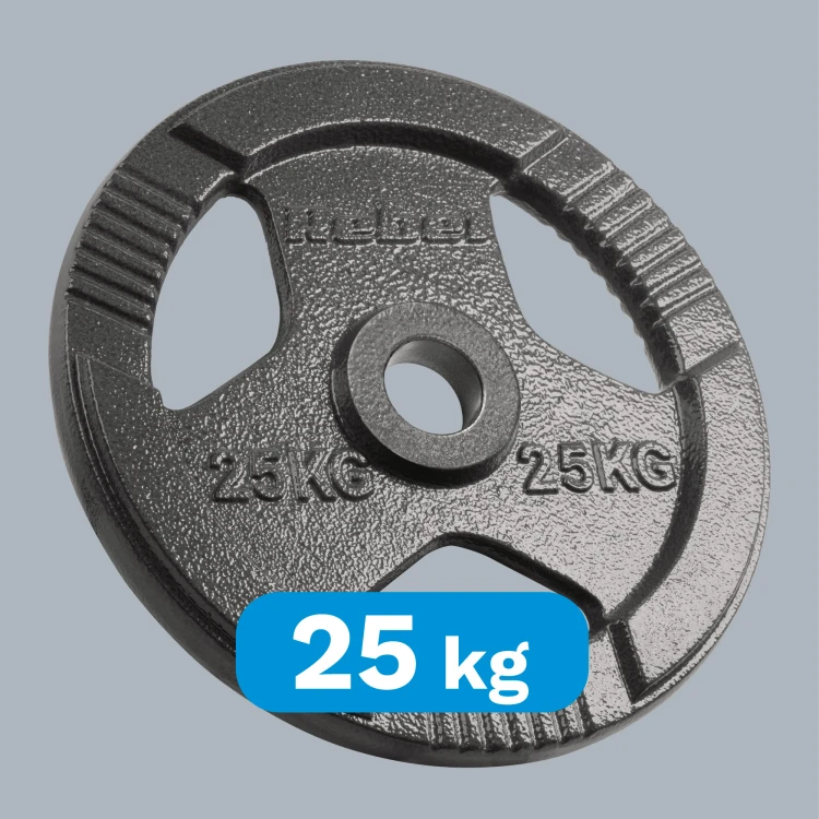 Obciążenie żeliwne olimpijskie 25kg, otwór 51mm, talerz z uchwytami, REBEL ACTIVE RBA-2143-25