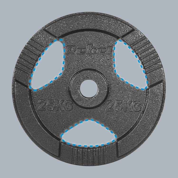 Obciążenie żeliwne olimpijskie 25kg, otwór 51mm, talerz z uchwytami, REBEL ACTIVE RBA-2143-25