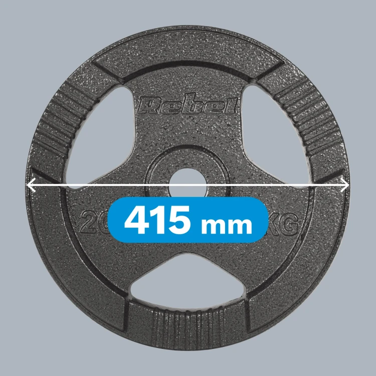 Obciążenie żeliwne olimpijskie 20kg, otwór 51mm, talerz z uchwytami, REBEL ACTIVE RBA-2143-20