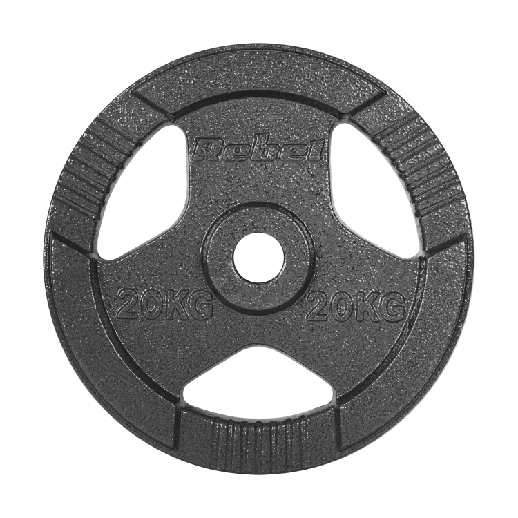 Obciążenie żeliwne olimpijskie 20kg, otwór 51mm, talerz z uchwytami, REBEL ACTIVE RBA-2143-20