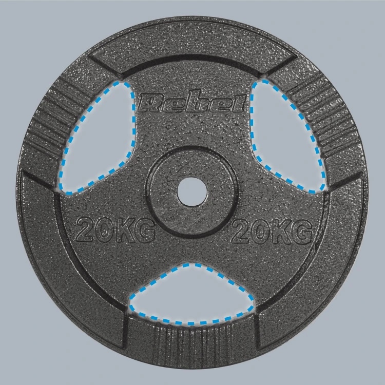 Obciążenie żeliwne 20kg, otwór 31mm, talerz z uchwytami, REBEL ACTIVE RBA-2137