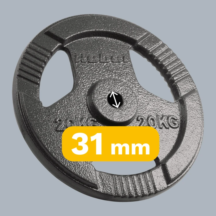 Obciążenie żeliwne 20kg, otwór 31mm, talerz z uchwytami, REBEL ACTIVE RBA-2137
