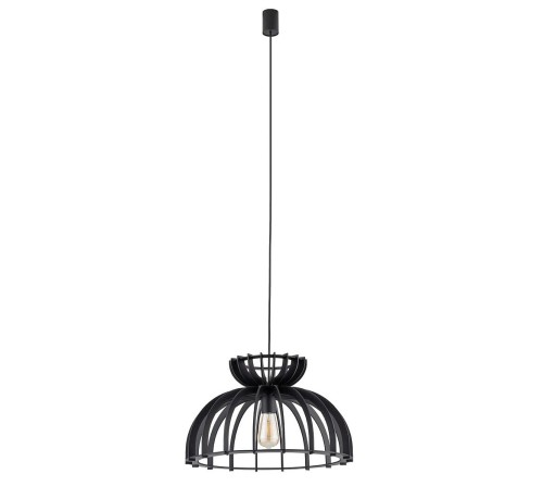 Lampa sufitowa wisząca Industrialna Loft KYMI BLACK C zwis 10575 NOWODVORSKI Lighting E27 x1 oświetleniowa żyrandol nowoczesna drewno do Kuchni Jadalni nad stół blat wyspę drewniana czarna sklejka Inspiracje Premium
