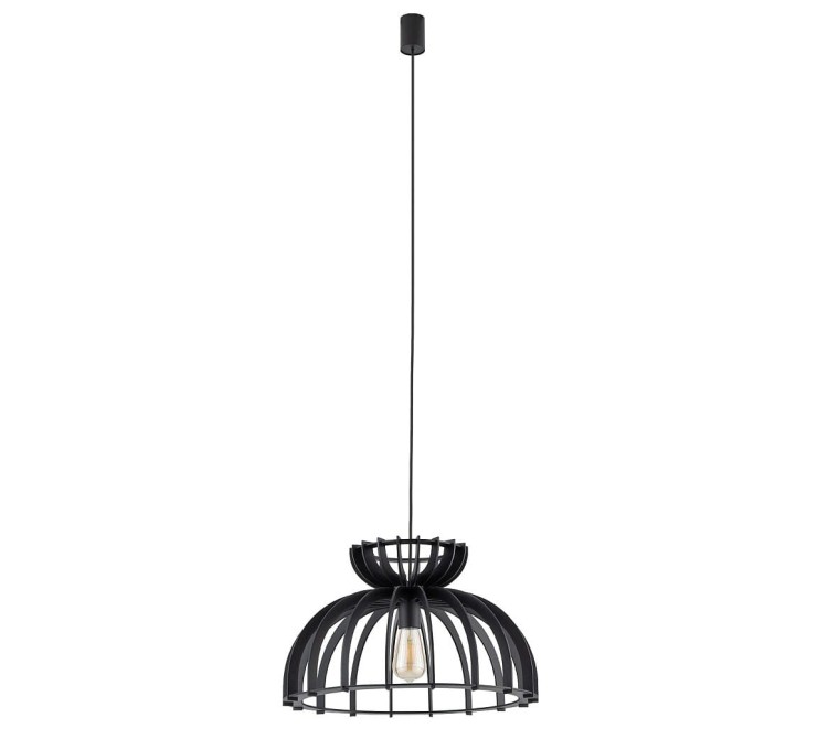 Lampa sufitowa wisząca Industrialna Loft KYMI BLACK C zwis 10575 NOWODVORSKI Lighting E27 x1 oświetleniowa żyrandol nowoczesna drewno do Kuchni Jadalni nad stół blat wyspę drewniana czarna sklejka Inspiracje Premium