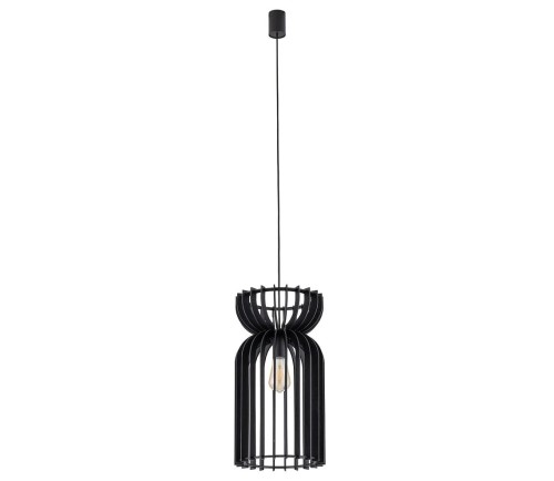 Lampa sufitowa wisząca Industrialna Loft KYMI BLACK A zwis 10573 NOWODVORSKI Lighting E27 x1 oświetleniowa żyrandol nowoczesna drewno do Kuchni Jadalni nad stół blat wyspę drewniana czarna sklejka Inspiracje Premium