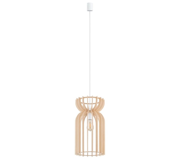 Lampa sufitowa wisząca Industrialna Loft KYMI A zwis 10570 NOWODVORSKI Lighting E27 x1 oświetleniowa żyrandol nowoczesna naturalne drewno do Kuchni Jadalni nad stół blat wyspę drewniana sklejka Inspiracje Premium