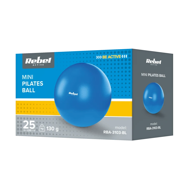 Mini piłka gimnastyczna do pilates rehabilitacyjna 25cm, kolor niebieski, REBEL ACTIVE RBA-3103-BL