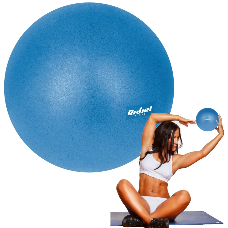 Mini piłka gimnastyczna do pilates rehabilitacyjna 25cm, kolor niebieski, REBEL ACTIVE RBA-3103-BL