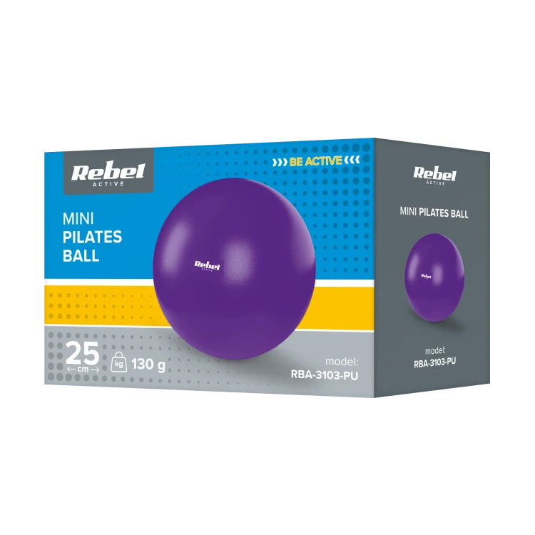Mini piłka gimnastyczna do pilates rehabilitacyjna 25cm, kolor fioletowy, REBEL ACTIVE RBA-3103-PU