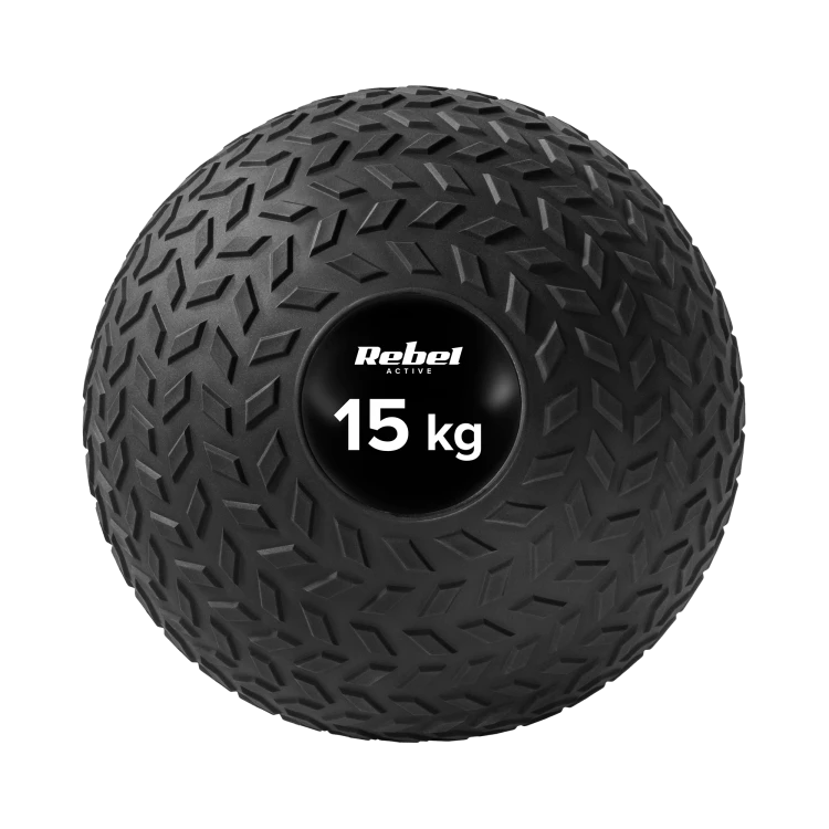 Mała piłka lekarska do ćwiczeń rehabilitacyjna Slam Ball 23cm 15kg, REBEL ACTIVE RBA-3108-15