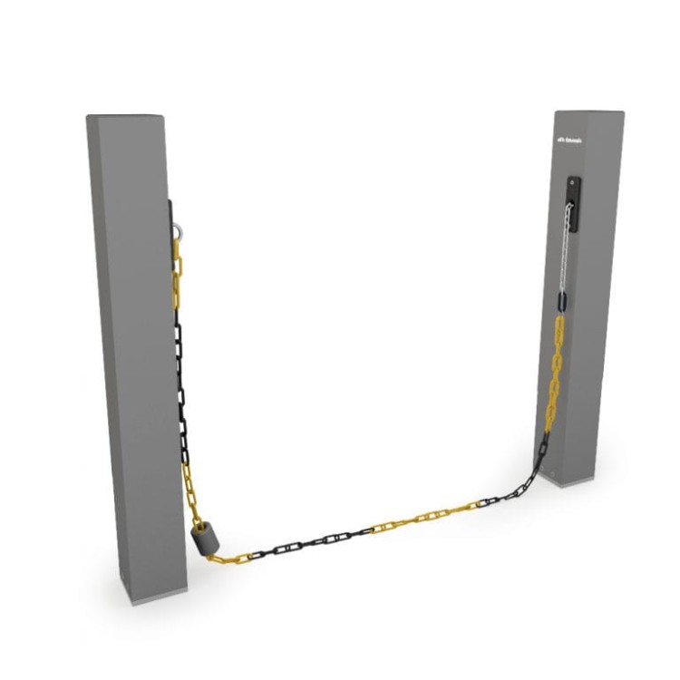 Słupek pasywny do zapory łańcuchowej do parkingu Tousek LIFT X2 11590170 maksymalnie 10m łańcucha LIFT-X2 X-2 aluminium alternatywa dla szlabanu zapora parkingowa
