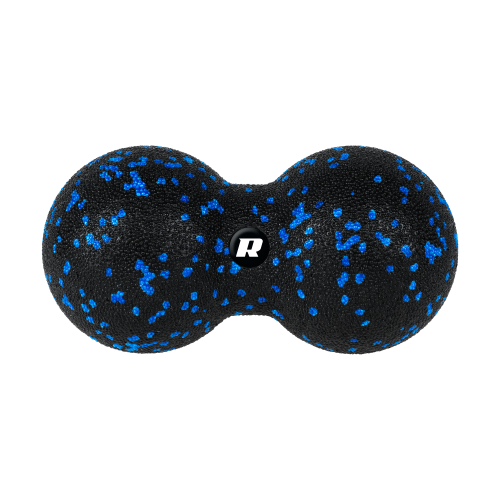 Duoball podwójna piłka do masażu 8cm, kolor czarno-niebieski, materiał EPP, REBEL ACTIVE RBA-3056-8