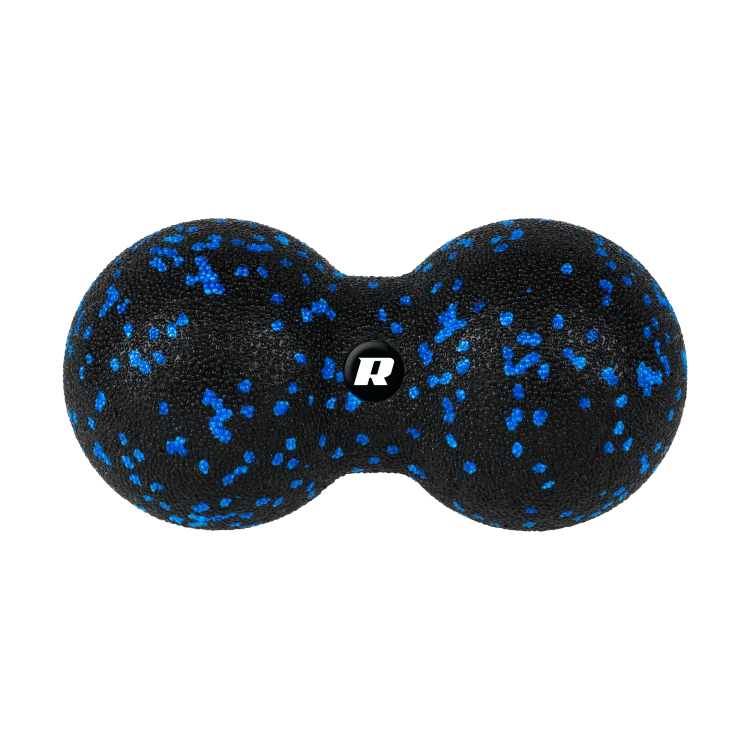 Duoball podwójna piłka do masażu 8cm, kolor czarno-niebieski, materiał EPP, REBEL ACTIVE RBA-3056-8