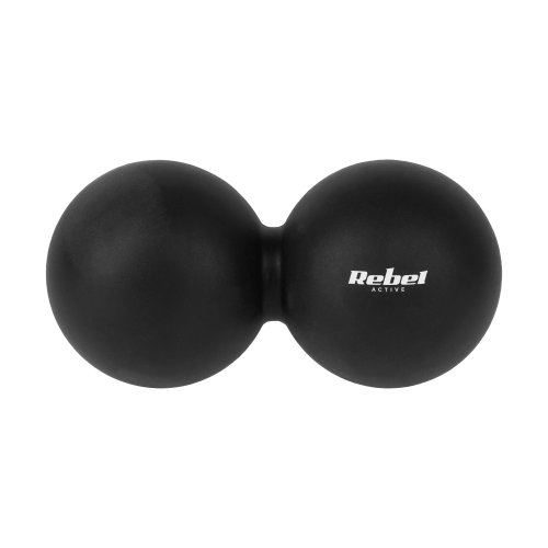 Duoball podwójna piłka do masażu 6.2cm, kolor czarny, materiał silikon, REBEL ACTIVE RBA-3058