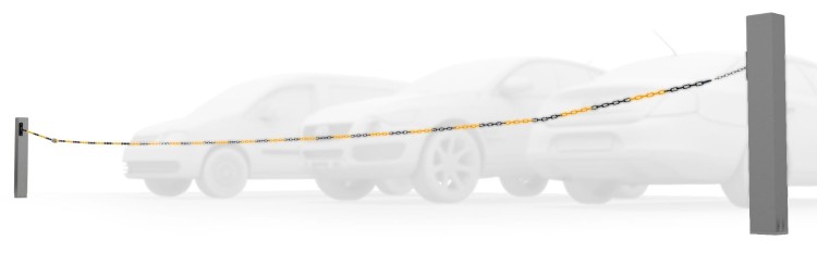 Zapora łańcuchowa do parkingu Tousek LIFT X2 wersja V3 S15020 maksymalnie 10m LIFT-X2 X-2 łańcuch do podjazdów automat silnik aluminium alternatywa dla szlabanu zestaw zapora parkingowa