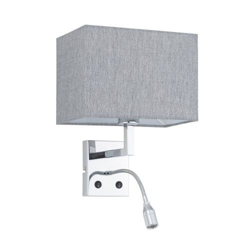 HOTEL MOOD LED 11793 Nowodvorski Lighting Lampa ścienna kinkiet regulowany z włącznikiem Szary Chrom Inspiracje Premium