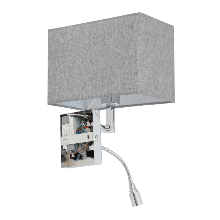 HOTEL MOOD LED 11793 Nowodvorski Lighting Lampa ścienna kinkiet regulowany z włącznikiem Szary Chrom Inspiracje Premium