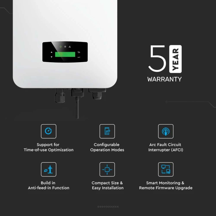1-fazowy Inwerter Hybrydowy VT-6607106 ON-GRID / OFF-GRID o mocy 6kW 5 LAT GWARANCJI IP65 11514 V-TAC