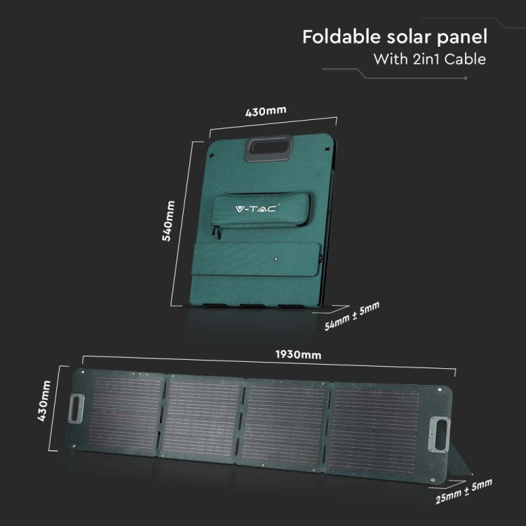 Przenośny panel solarny VT-10240 o mocy 2 x 120w z połączeniem 2w1 / Dedykowany do banków energii 11565 V-TAC