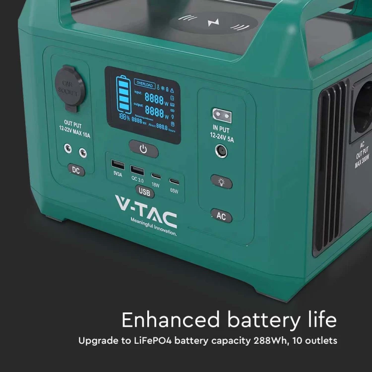Przenośny Bank Energii VT-303n o mocy 300W / 20Ah /14.8V / gniazdo schuco 11625 V-TAC