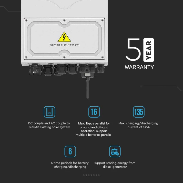 DEYE SUN-6K-SG03LP1-EU 1-fazowy Inwerter Hybrydowy ON-GRID / OFF-GRID o mocy 6kW 10 LAT GWARANCJI IP65 11529. V-TAC