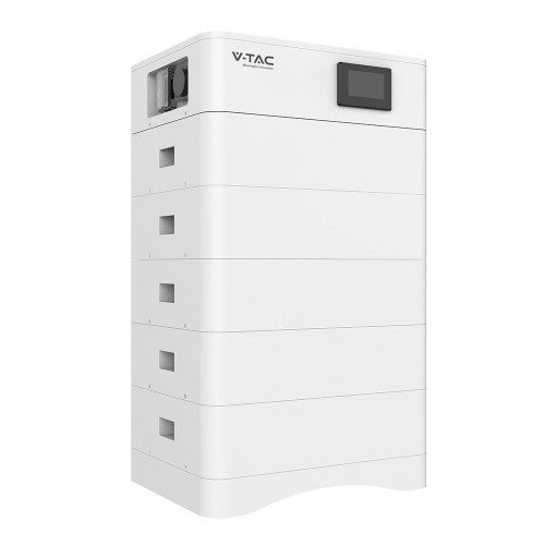 Wysokonapięciowy Modułowy Magazyn Energii V-TAC OHS25K-100 o pojemności 25,60kWh. w zestawie podstawa + (5*5,12kWh) moduły bateryjne VT-OH-5K LiFePO4 5.12V 100Ah + moduł kontrolny BMS wraz z okablowaniem 120025 V-TAC