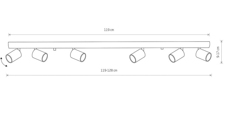 Lampa sufitowa listwa szyna natynkowa 128cm EYE SPOT BLACK/GOLD VI 8819 NOWODVORSKI Lighting 6x GU10 Spot oświetleniowa nowoczesna sufitowa ścienna metal czarna chrom nawierzchniowa jak szynoprzewód Inspiracje Premium