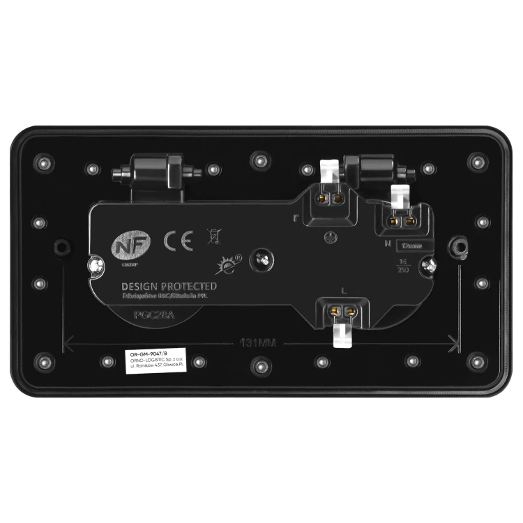 Hermetyczne gniazdo elektryczne podwójne, prostokątne, IP55, kąt otwarcia 110st. czarne OR-GM-9047/B ORNO