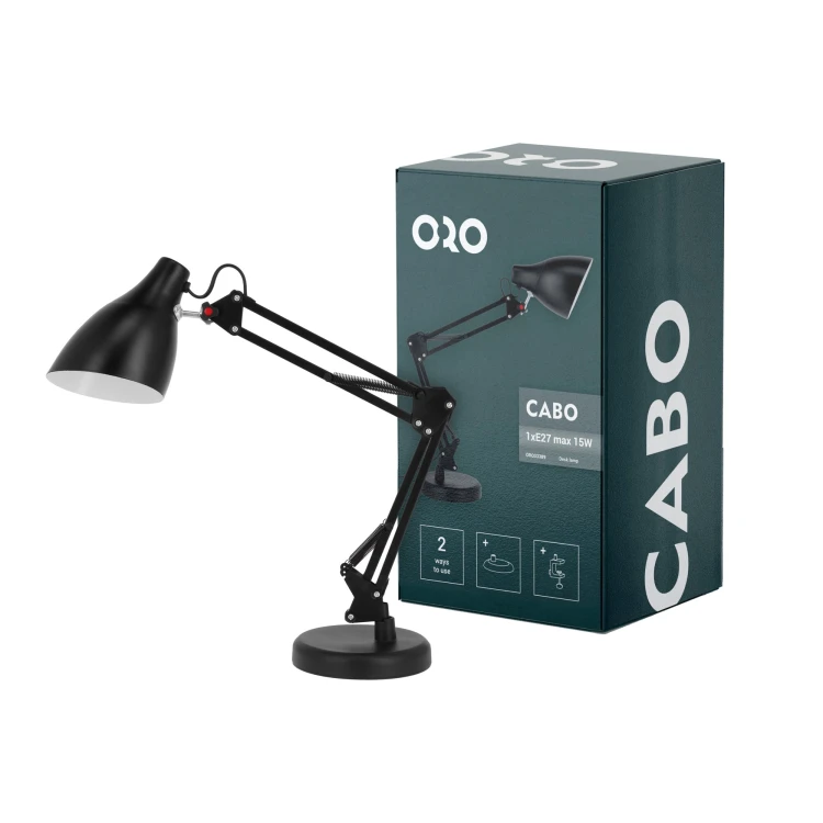 Lampka biurkowa CABO E27 1x15W czarna ORO CABO E27 B ORO33389 LED-POL